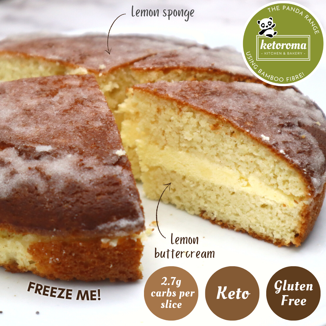 Keto Lemon Drizzle Two-Tier Round Cake: NEW 'Panda' Recipe! (420g)