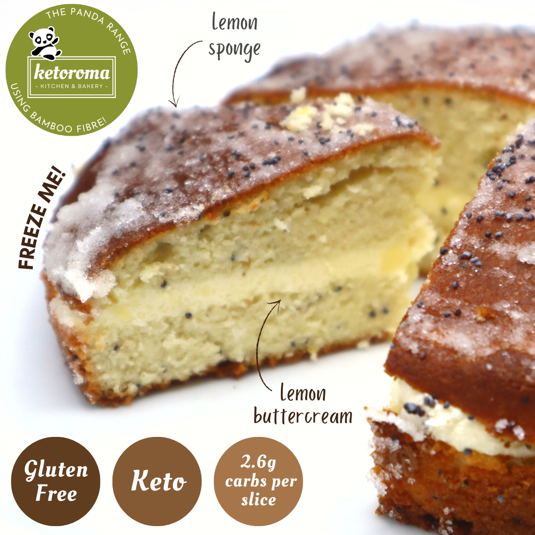 Keto Lemon Poppy Seed Two-Tier Round Cake: NEW 'Panda' Recipe! (420g)